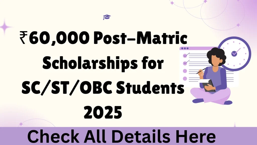 ₹60,000 Post-Matric Scholarships for SCSTOBC Students 2025
